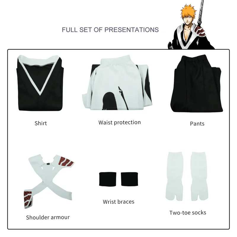 Kurosaki Ichigo Shihakushō Cosplay Costume Full Set BLEACH: Thousand-Year Blood War