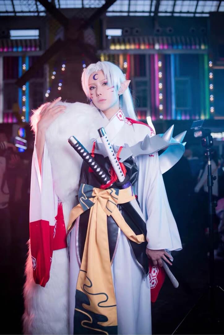 Sesshoumaru Cosplay Costume Anime Inuyasha Suit Customization Set Big Tail Full Set-Inuyasha - MoonCos