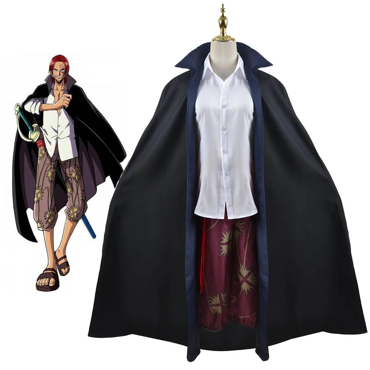 Red-Haired Shanks Cosplay Costume One Piece Four Emperors Red Hair Cos Wano Country Shankusu-New Arrivals, One Piece - MoonCos