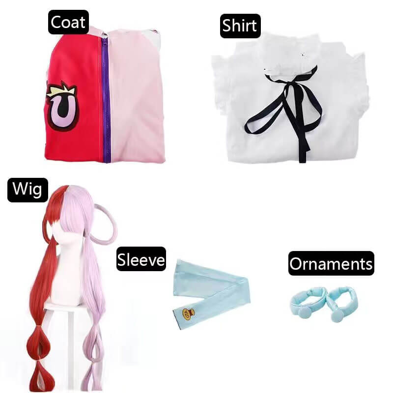 Uta Cosplay Costume One Piece Film Red Outfit Shanks Cos Singer Uta Luffy Anime Coat Wig-Hot Sale, New Arrivals, One Piece - MoonCos