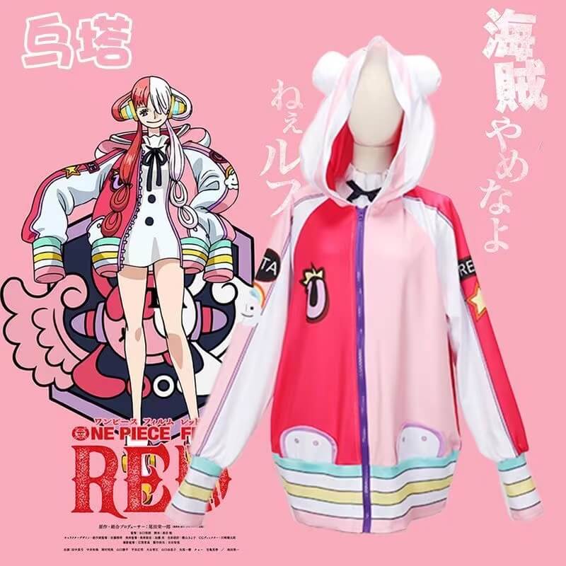 Uta Cosplay Costume One Piece Film Red Outfit Shanks Cos Singer Uta Luffy Anime Coat Wig-Hot Sale, New Arrivals, One Piece - MoonCos