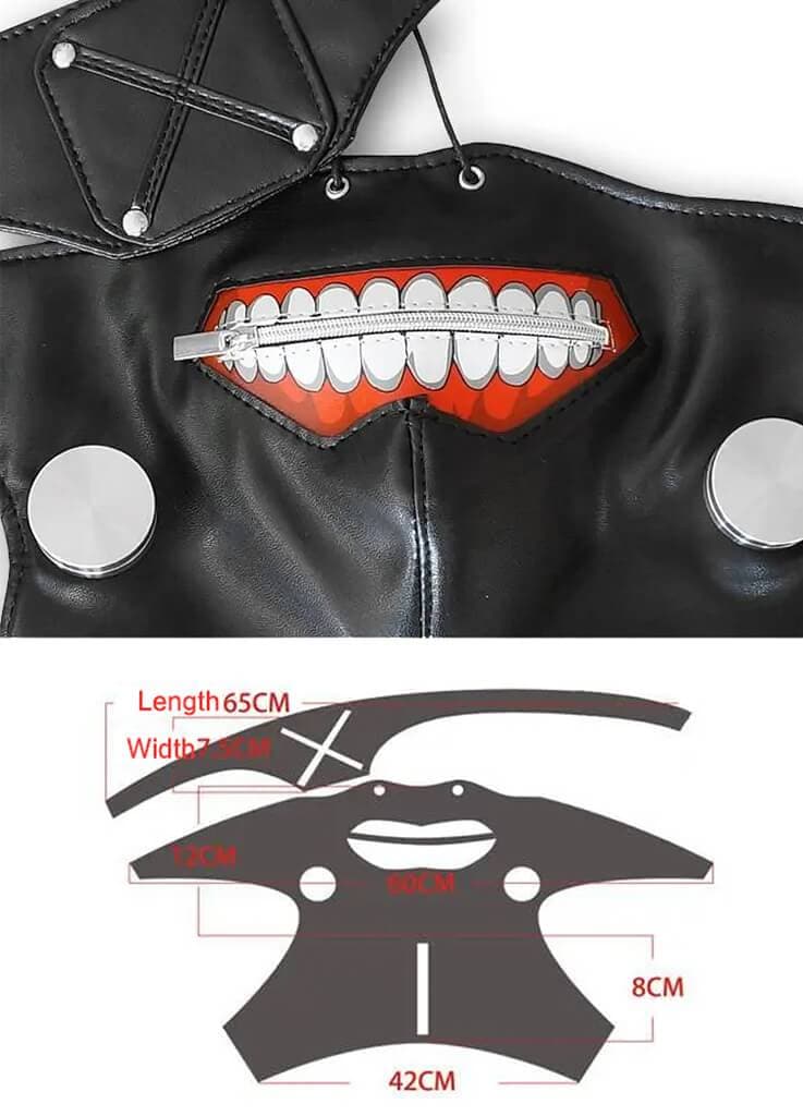 Kaneki Ken Cosplay Zipper Mask Anime Tokyo Ghoul Black Leather Mask Full set Eye mask Facial mask Anime Props Cool Cos Tools Halloween Gift-Tokyo Ghoul - MoonCos