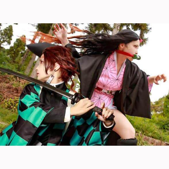 Demon Slayer Kimono Cosplay Costume Full set Anime Kimetsu No