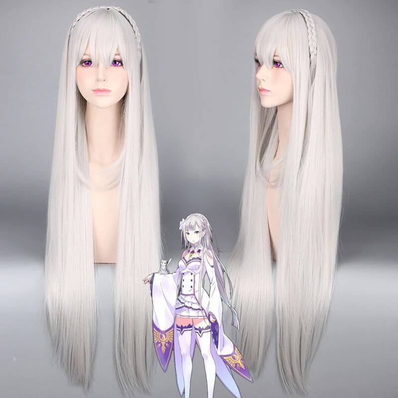 Emilia Cosplay Costume Full set Anime Re Zero Starting Life in Another World Kawaii Emilia Dress Wig Cloak Lady's Ball Dresses Gift-Emilia, Re:zero - MoonCos