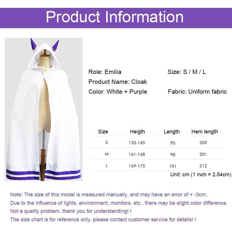 Emilia Cosplay Costume Full set Anime Re Zero Starting Life in Another World Kawaii Emilia Dress Wig Cloak Lady's Ball Dresses Gift-Emilia, Re:zero - MoonCos