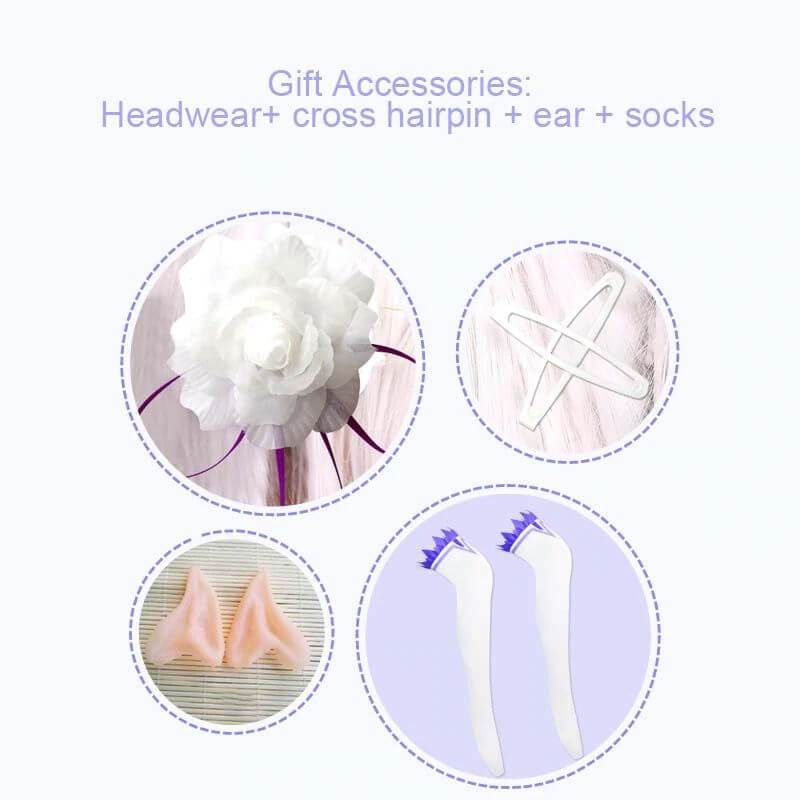 Emilia Cosplay Costume Full set Anime Re Zero Starting Life in Another World Kawaii Emilia Dress Wig Cloak Lady's Ball Dresses Gift-Emilia, Re:zero - MoonCos