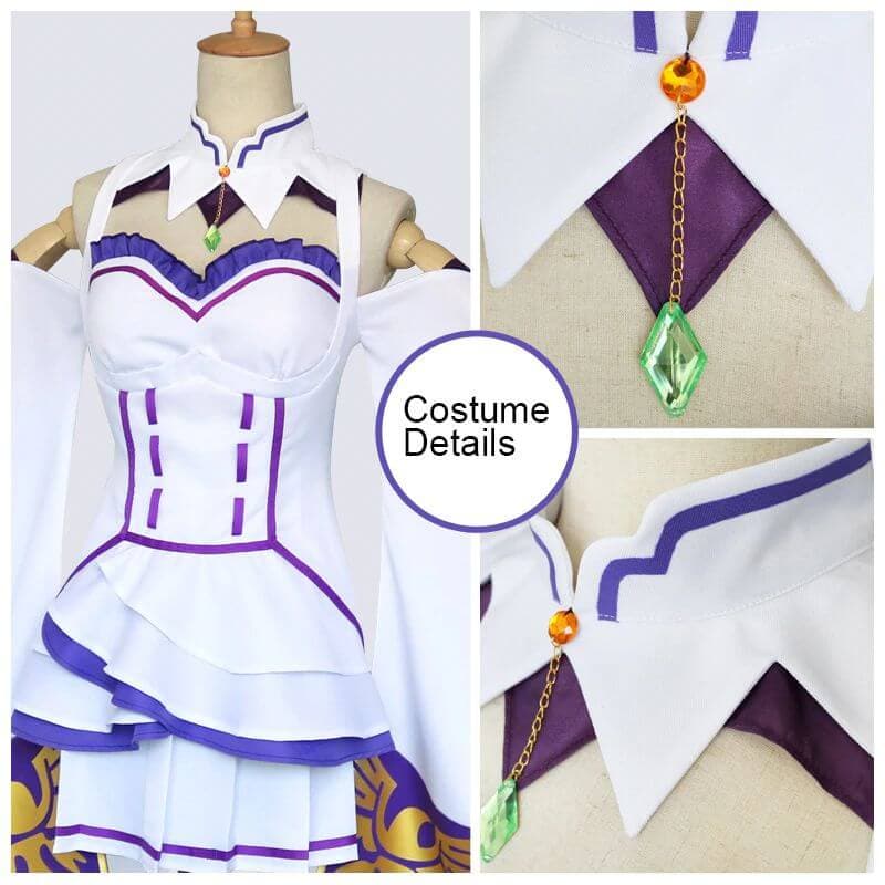 Emilia Cosplay Costume Full set Anime Re Zero Starting Life in Another World Kawaii Emilia Dress Wig Cloak Lady's Ball Dresses Gift-Emilia, Re:zero - MoonCos