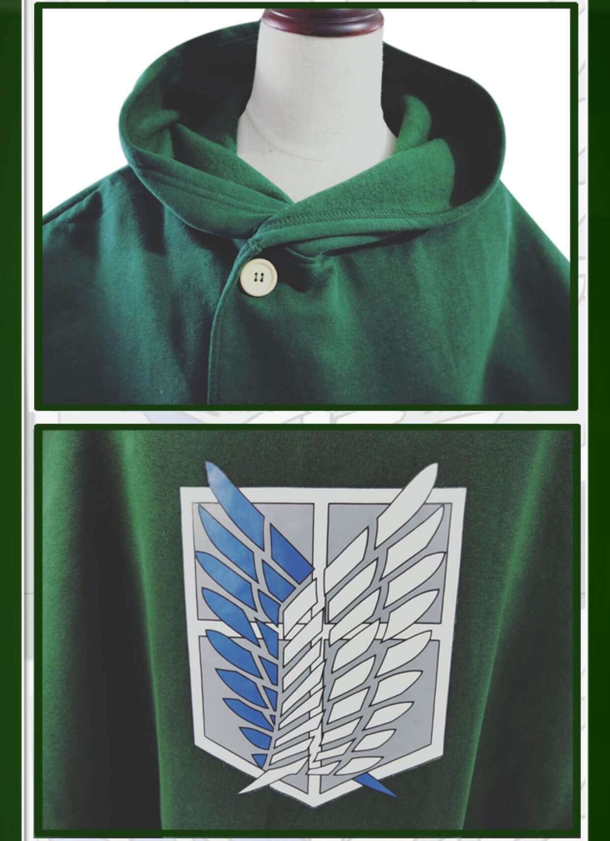 Embroidery Attack on Titan Cloak Hoodie Shingeki no Kyojin Hoodie AOT Cape Scouting Legion Cloak Cool Green Cape Unisex Anime survey corps-Attack on Titan, Featured Collection, Hot Sale - Moo
