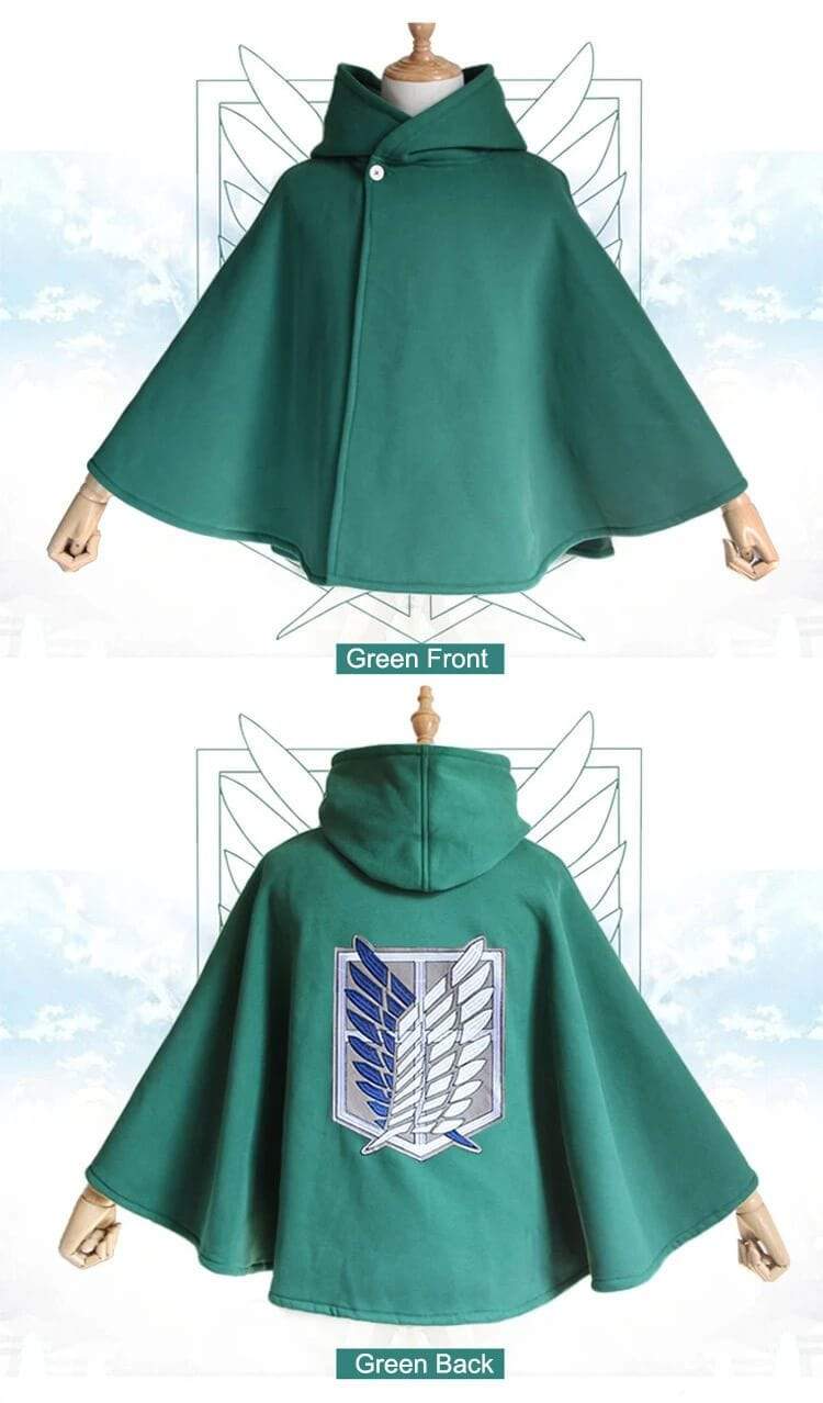 Embroidery Attack on Titan Cloak Hoodie Shingeki no Kyojin Hoodie AOT Cape Scouting Legion Cloak Cool Green Cape Unisex Anime survey corps-Attack on Titan, Featured Collection, Hot Sale - Moo