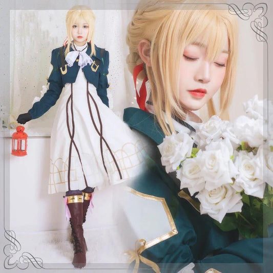 Violet cosplay costume Anime Violet Evergarden cosplay Full Set Lolita Cute royal sister Dress Kawaii Skirt Wig Dark blue-Hot Sale, Violet Evergarden - MoonCos