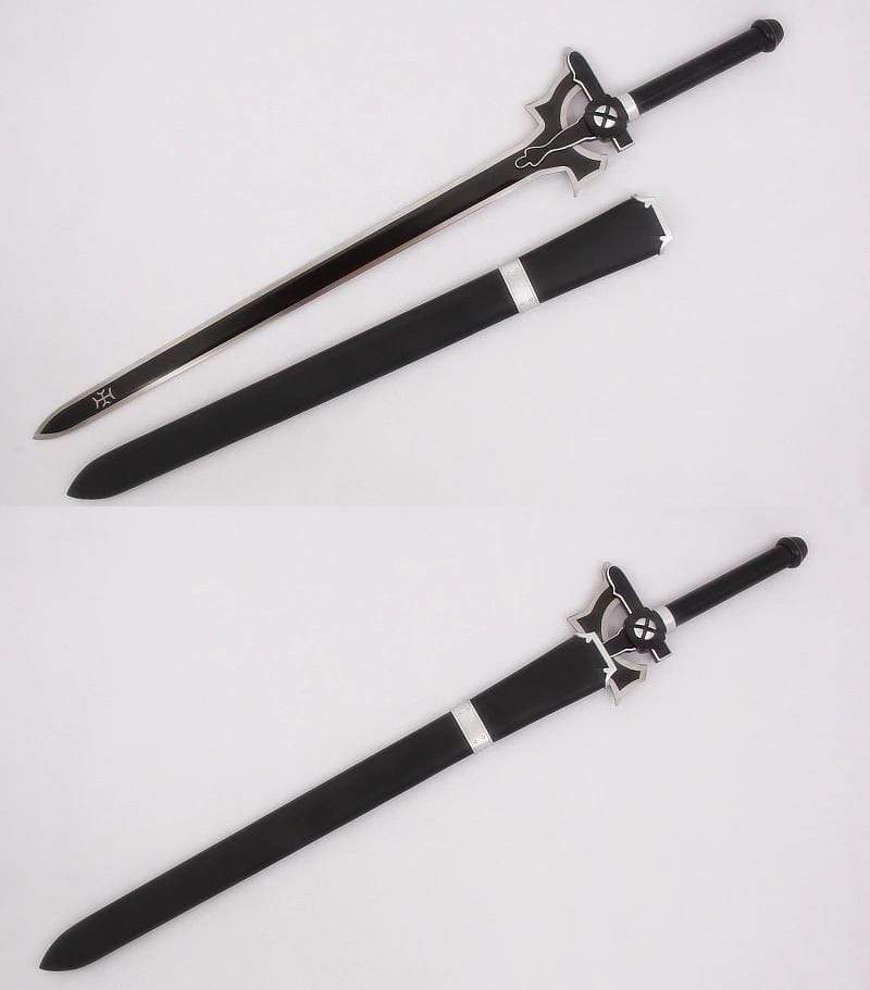 SAO Kirito Elucidator Cosplay Sword Metal Replica Brand New-Real Steel Blade Sword Art Online Props Wooden Scabbard Decorative No Sharp-Props, Sword Art Online - MoonCos