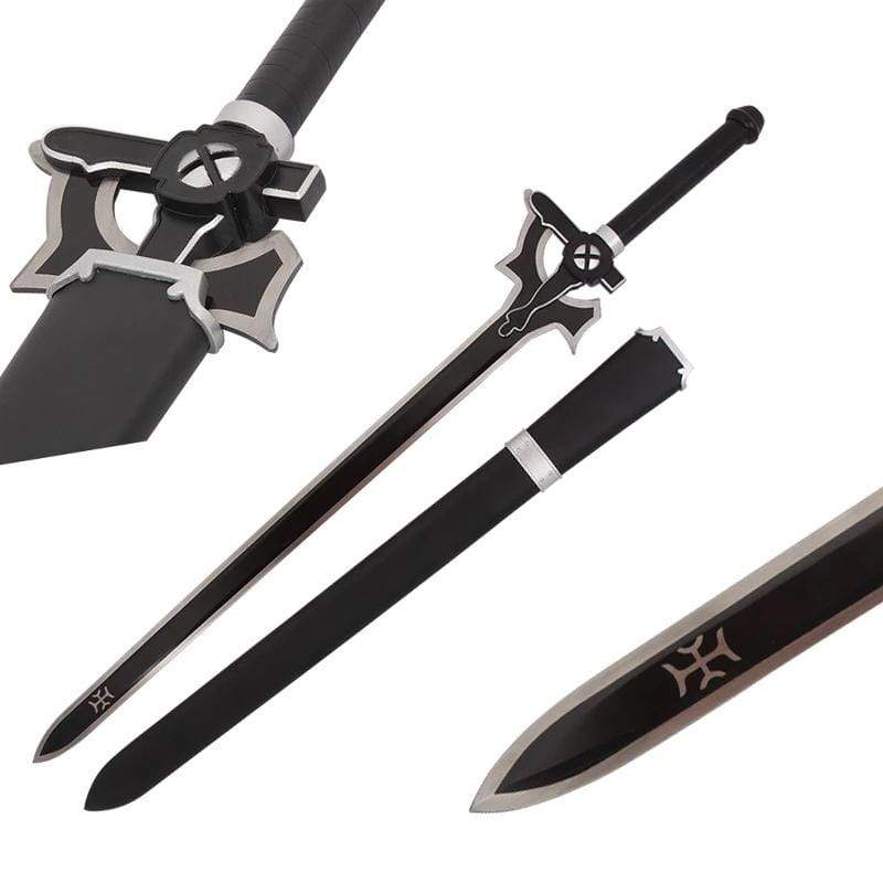 SAO Kirito Elucidator Cosplay Sword Metal Replica Brand New-Real Steel Blade Sword Art Online Props Wooden Scabbard Decorative No Sharp-Props, Sword Art Online - MoonCos