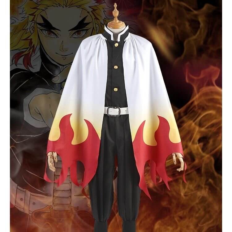 Flame Hashira Kyojuro Rengoku Cosplay Costume Demon Slayer Cos Full set Anime Kimetsu No Yaiba Demon Slayer Corps Unifor-Demon Slayer, New Arrivals - MoonCos