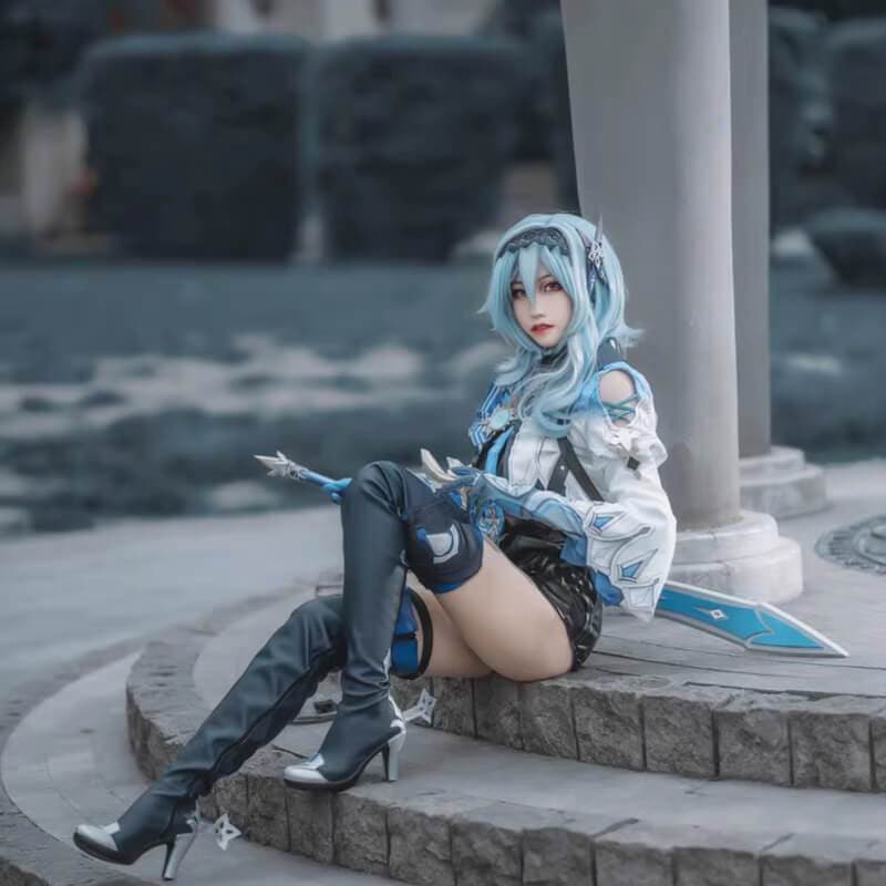 Eula Cosplay Costume Genshin Impact Uniform Cos Halloween Party Outfit Cute Jumpsuits-Genshin Impact, New Arrivals - MoonCos