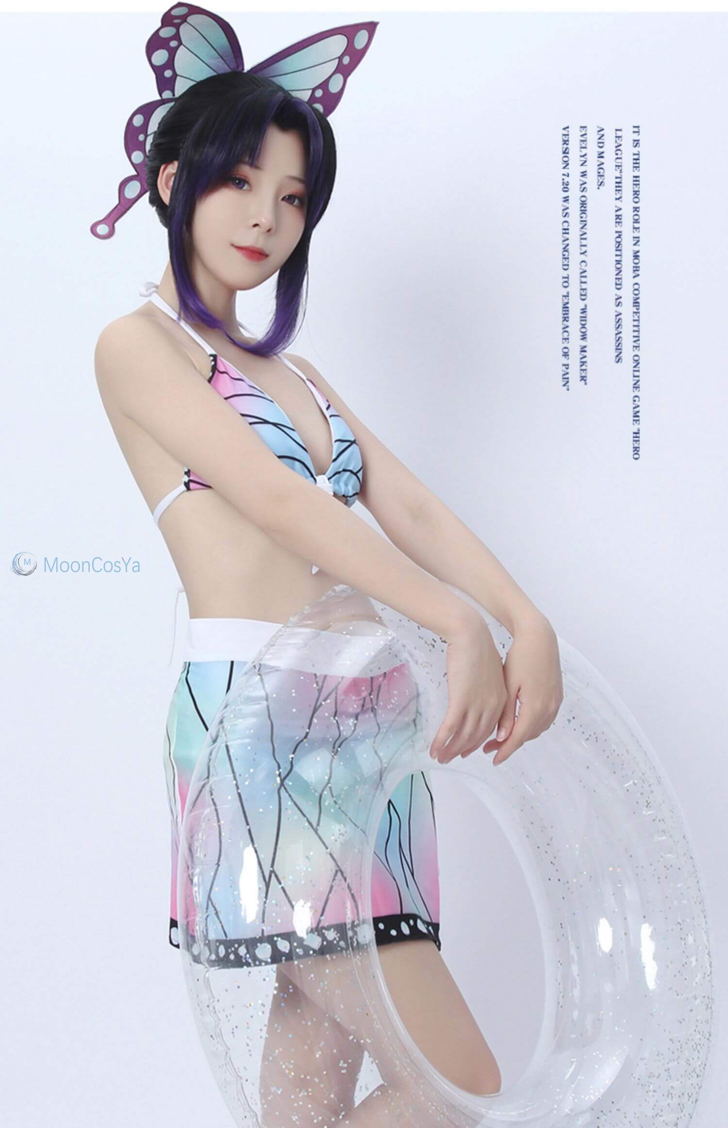 Shinobu Kocho Swimsuit Demon Slayer Cos Bikini Anime Sexy Swimsuit Mushi Bashira Kocho Shinobu Cosplay Costume Full Set-Demon Slayer, Featured Collection, New Arrivals - MoonCos