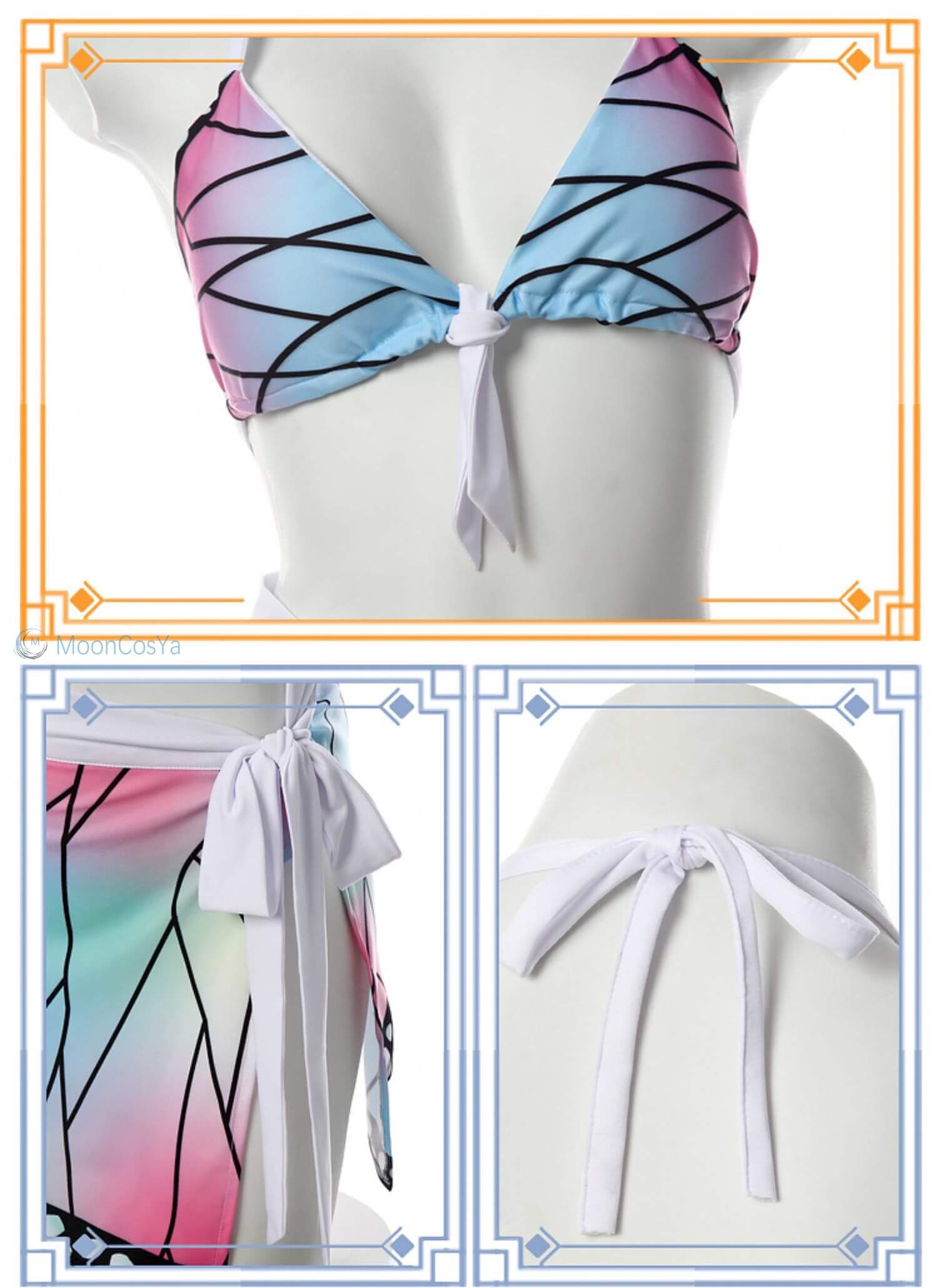 Shinobu Kocho Swimsuit Demon Slayer Cos Bikini Anime Sexy Swimsuit Mushi Bashira Kocho Shinobu Cosplay Costume Full Set-Demon Slayer, Featured Collection, New Arrivals - MoonCos