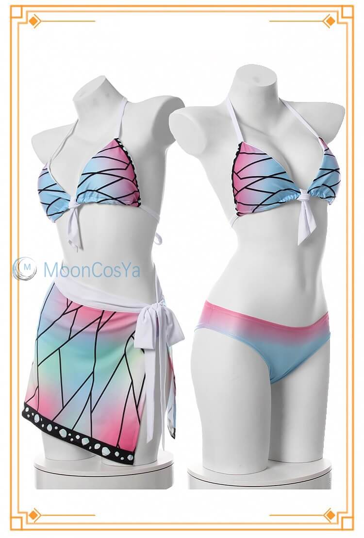 Shinobu Kocho Swimsuit Demon Slayer Cos Bikini Anime Sexy Swimsuit Mushi Bashira Kocho Shinobu Cosplay Costume Full Set-Demon Slayer, Featured Collection, New Arrivals - MoonCos