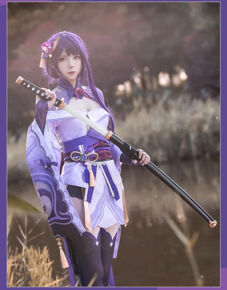 Raiden Shogun Cosplay Genshin Impact Cos costume Raiden Ei Full set Japanese style kimono-Genshin Impact, New Arrivals - MoonCos