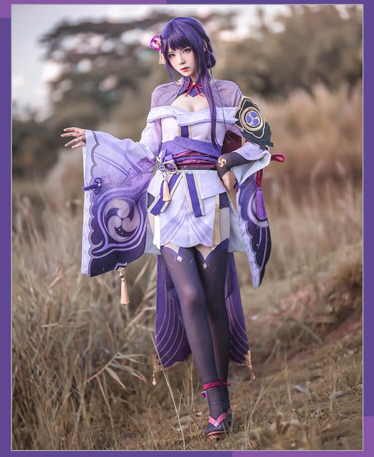 Raiden Shogun Cosplay Genshin Impact Cos costume Raiden Ei Full set Japanese style kimono-Genshin Impact, New Arrivals - MoonCos
