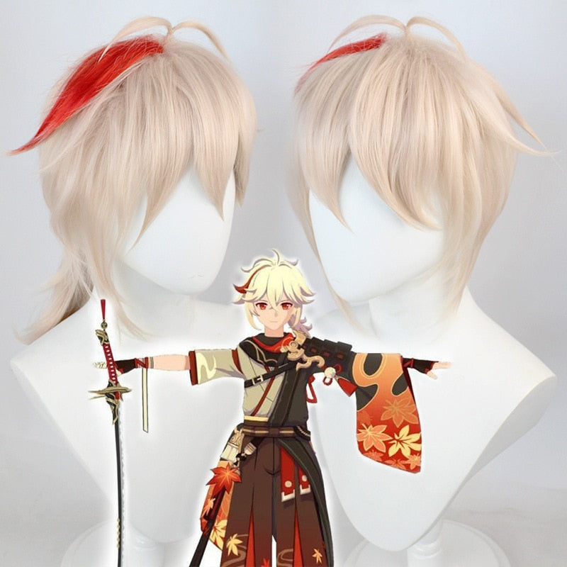 Kaedehara Kazuha Cosplay Costume Genshin Impact Cos Carnival Samurai Costume Set Wig Red Glasses-Genshin Impact - MoonCos