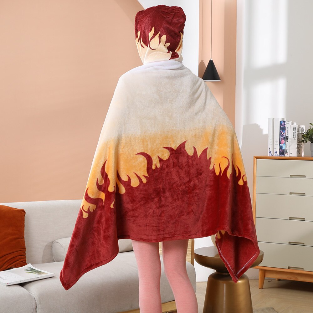 Tomioka Giyuu Cosplay Cloak Cape Anime Demon Slayer Hoodie Christmas Gift Blanket Rengoku Kyoujurou Plush Flannel Anime Blanket-Demon SLayer - MoonCos