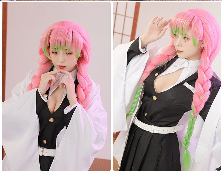Kanroji Mitsuri Cosplay Costume Anime Demon Slayer Outfit Kimetsu no Yaiba Kimono Uniform Clothes Props Set-Demon SLayer - MoonCos