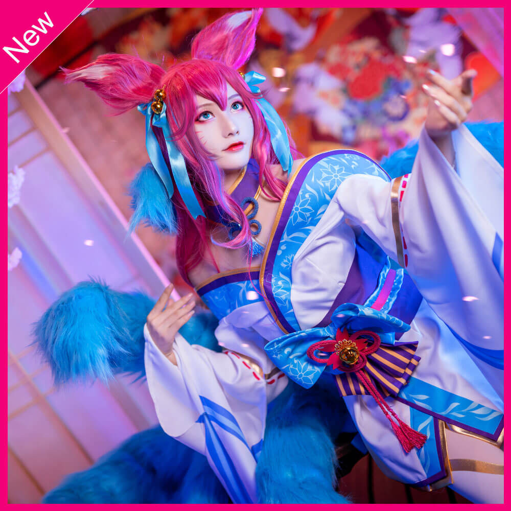 Ahri Cosplay Costume Game League of Legends Outfits Anime LOL Ahri Blossom Dress for Party Halloween-League of Legends, New Arrivals - MoonCos