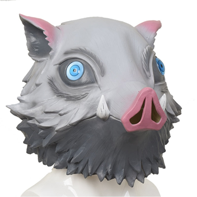 Hashibira Inosuke Cosplay Costume Pig Silicone Mask Anime Demon Slayer Outfit Kimetsu no Yaiba Black Socks Sandals-Demon SLayer - MoonCos