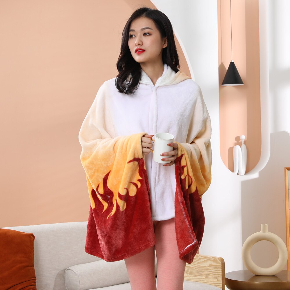 Tomioka Giyuu Cosplay Cloak Cape Anime Demon Slayer Hoodie Christmas Gift Blanket Rengoku Kyoujurou Plush Flannel Anime Blanket-Demon SLayer - MoonCos