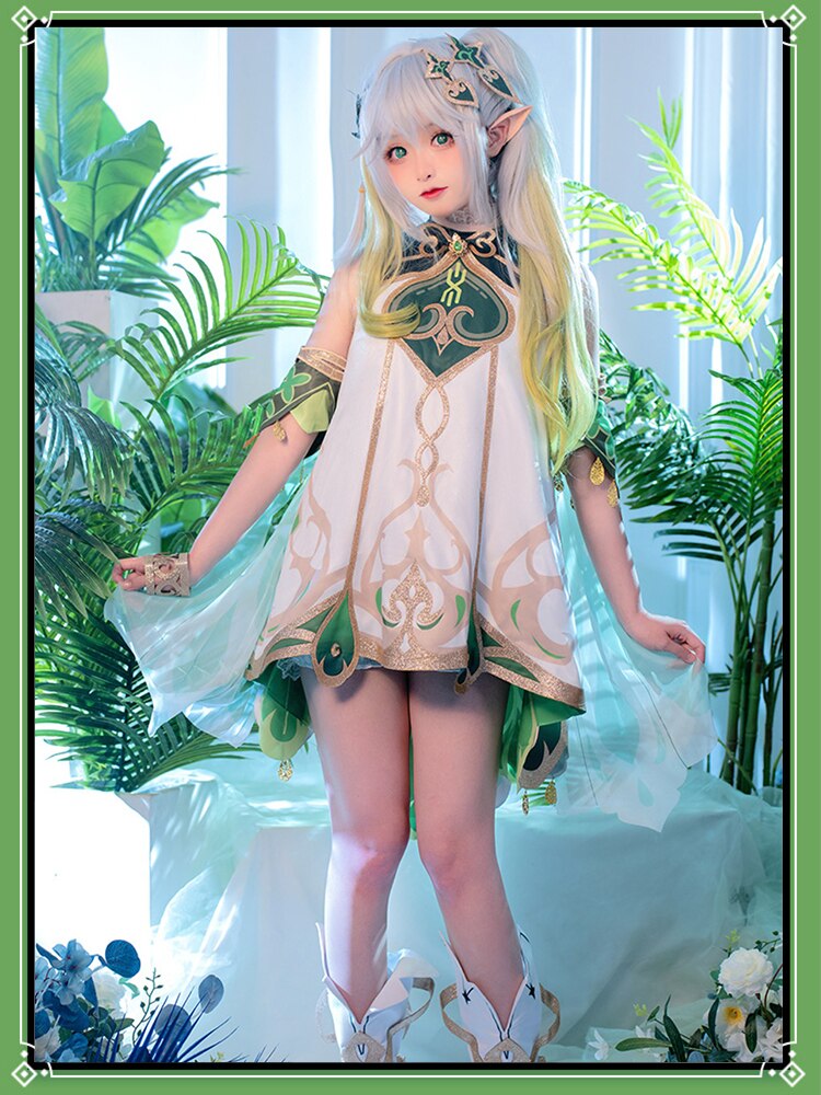 Nahida Cosplay Costume Lesser Lord Kusanali Outfit Game Genshin Impact Wig Dress Halloween Party Costumes-Genshin Impact, New Arrivals - MoonCos