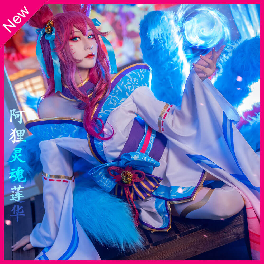 Ahri Cosplay Costume Game League of Legends Outfits Anime LOL Ahri Blossom Dress for Party Halloween-League of Legends, New Arrivals - MoonCos