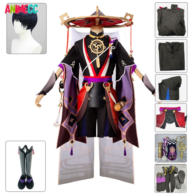 Scaramouche Cosplay Costume Anime Game Genshin Impact Cos Shoes Wig Halloween Full Set Kimono-Genshin Impact - MoonCos