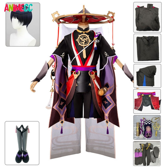 Scaramouche Cosplay Costume Anime Game Genshin Impact Cos Shoes Wig Halloween Full Set Kimono-Genshin Impact - MoonCos