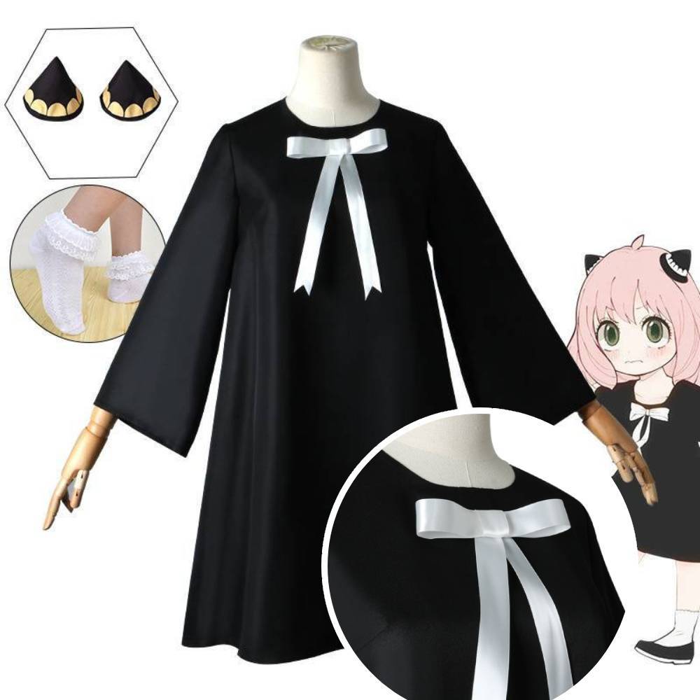 Anya Cosplay Costume Dress Suit Anime Spy X Family Outfit Anya Forger Cos With Wig Earring Plush Doll-New Arrivals, Spy X Family - MoonCos