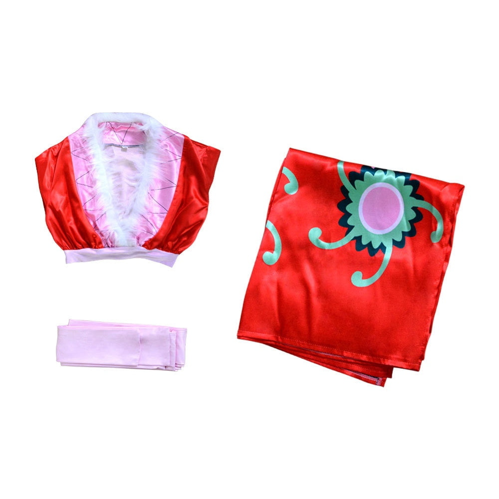 Boa Hancock Cosplay Costume Anime One Piece Outfit Empire Red Kimono Dress Clothing-One Piece - MoonCos