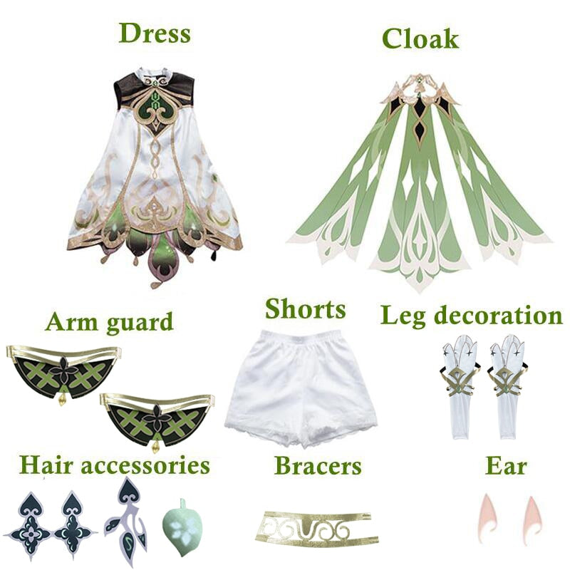 Nahida Cosplay Costume Lesser Lord Kusanali Outfit Game Genshin Impact Wig Dress Halloween Party Costumes-Genshin Impact, New Arrivals - MoonCos
