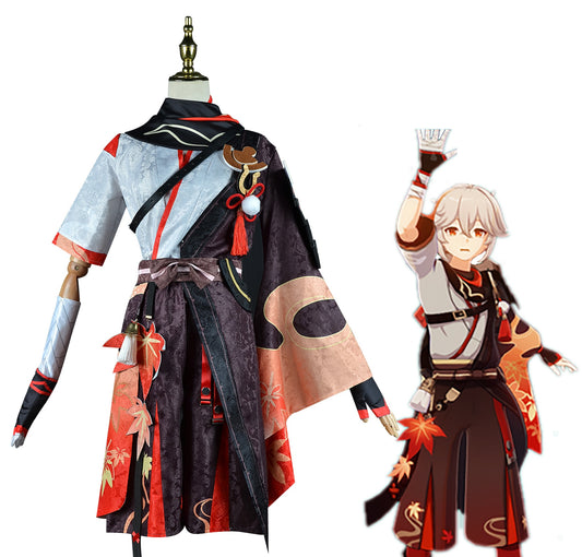 Kaedehara Kazuha Cosplay Costume Genshin Impact Cos Carnival Samurai Costume Set Wig Red Glasses-Genshin Impact - MoonCos