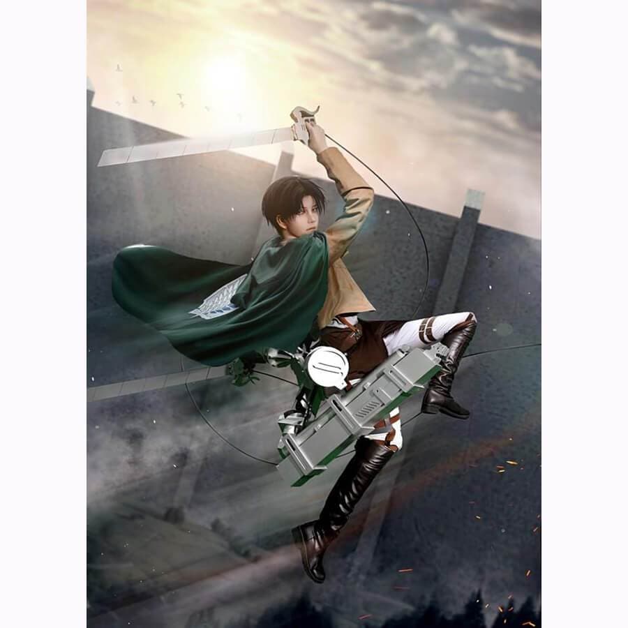 Captain Levi Cosplay Full set Levi Ackerman Mikasa Cosplay Costume Attack on Titan Survey Corps Cosplay-Attack on Titan, Featured Collection, New Arrivals - MoonCos