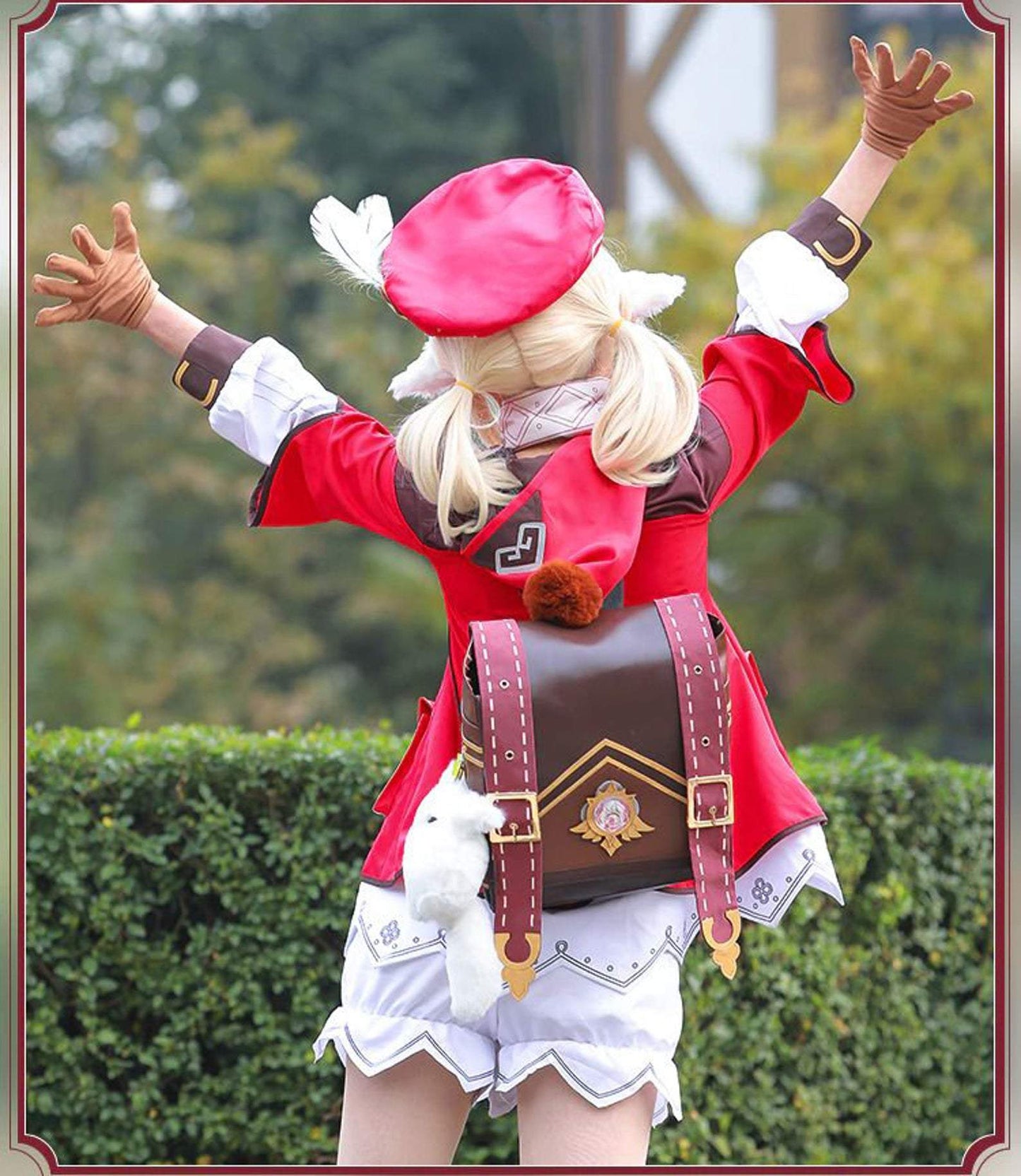 Klee Cosplay Costume Game Genshine Impact Cos Full set Deluxe Red UniformWith Backpack for Halloween Christmas-Genshin Impact - MoonCos