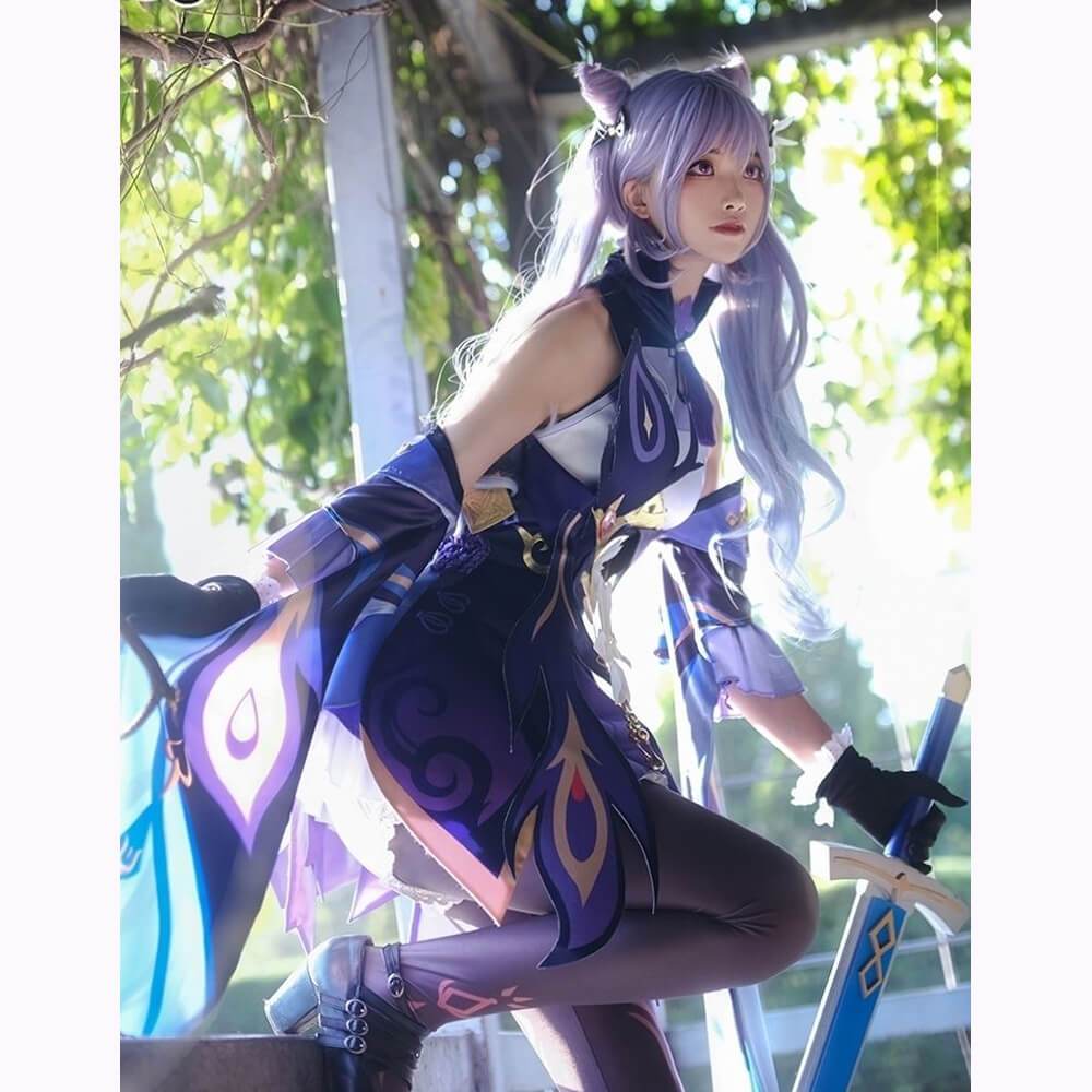 Keqing Cosplay Full set Game Genshin Impact Cos Costume-Genshin Impact, New Arrivals - MoonCos
