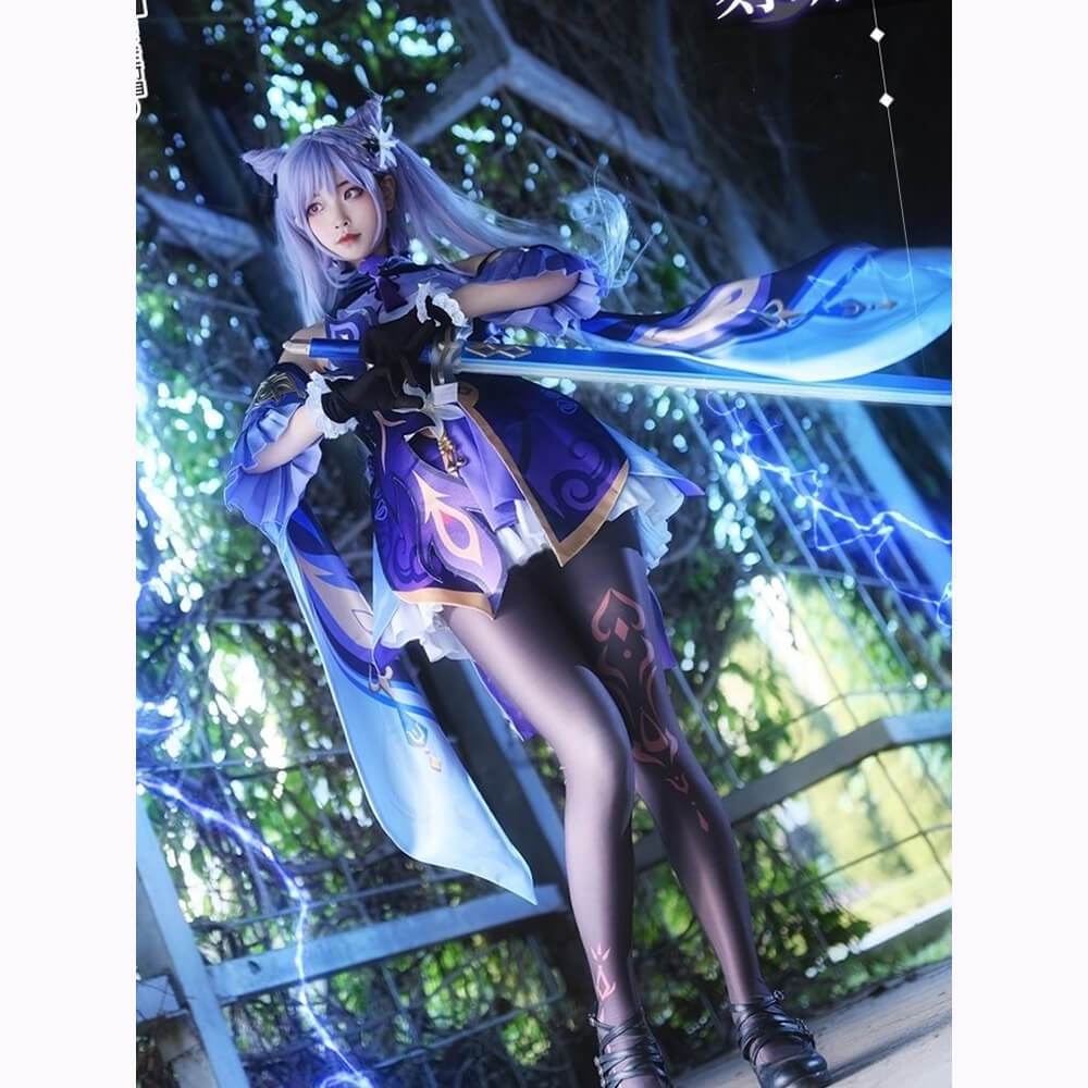 Keqing Cosplay Full set Game Genshin Impact Cos Costume-Genshin Impact, New Arrivals - MoonCos