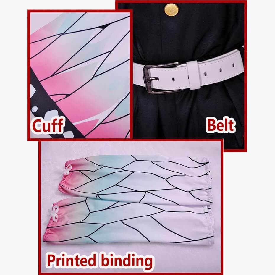Shinobu Kocho Cosplay Costume Anime Demon Slayer Kimetsu No Yaiba Cos Full set Mushi Bashira Kocho Shinobu Kimono Crops Uniform-Demon Slayer, New Arrivals - MoonCos