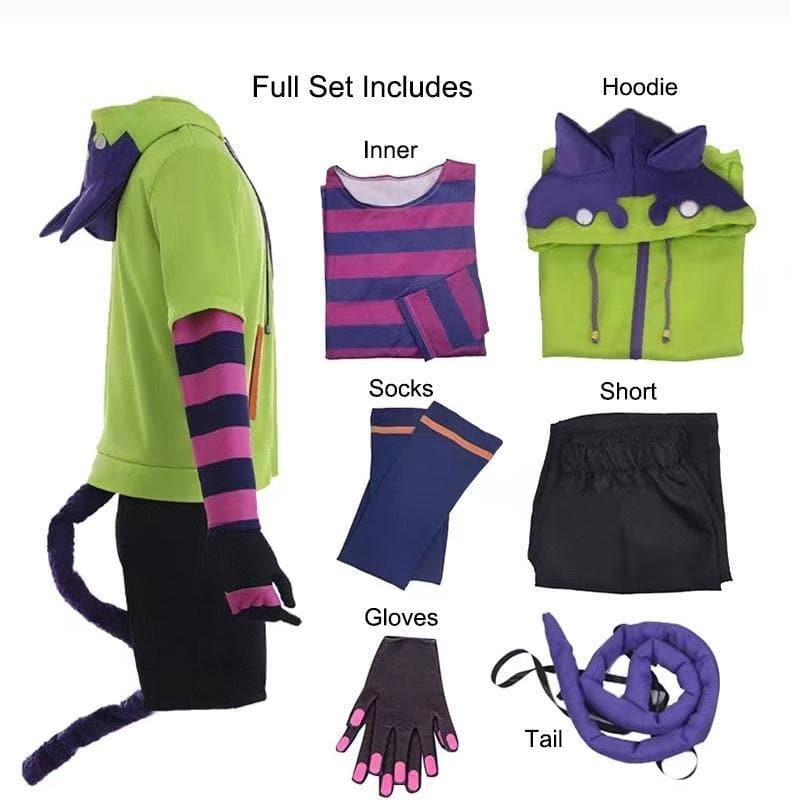 Chinen Miya Cosplay Costume Hoodie Anime SK8 the Infinity Green Cat ear hat Sweatshirt Full set-SK8 the Infinity - MoonCos