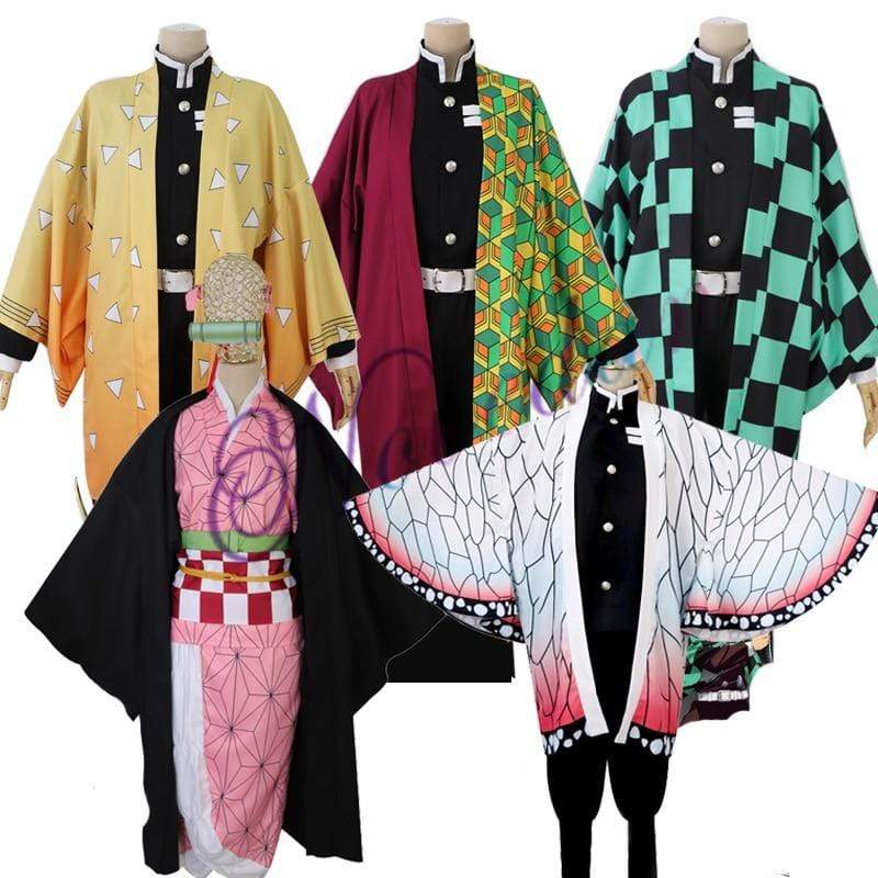 Demon Slayer Kimono Cosplay Costume Full set Anime Kimetsu No Yaiba Cosplay Kamado Tanjirou Agatsuma Zenitsu Tomioka Giyuu Nezuko-Demon Slayer, Featured Collection - MoonCos
