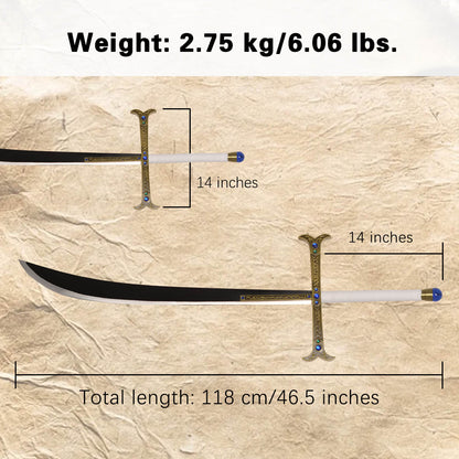 Dracule Mihawk Handmade Sword Replica – 46" Full Tang High Carbon Steel Blade with Leather Sheath