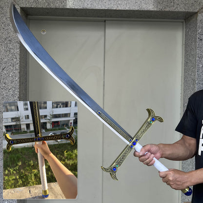 Dracule Mihawk Handmade Sword Replica – 46" Full Tang High Carbon Steel Blade with Leather Sheath