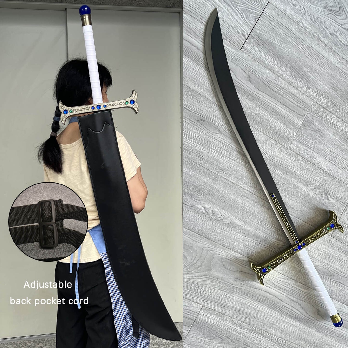 Dracule Mihawk Handmade Sword Replica – 46" Full Tang High Carbon Steel Blade with Leather Sheath