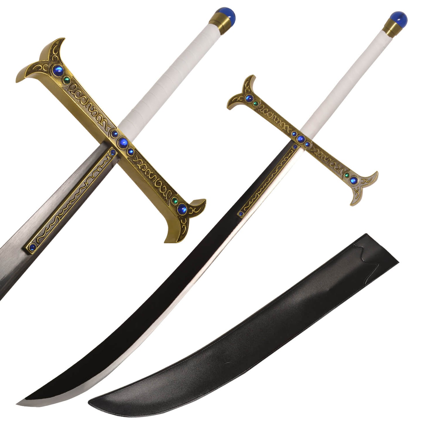 Dracule Mihawk Handmade Sword Replica – 46" Full Tang High Carbon Steel Blade with Leather Sheath