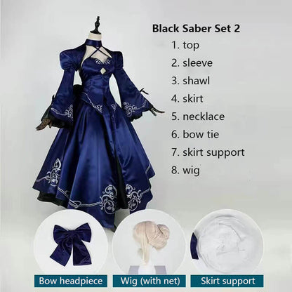 Black Saber Cosplay Costume Fate Stay Night Anime FGO Bride Gothic Lolita Dress Saber Alter Artoria Pendragon-Fate Stay Night, FGO, Saber - MoonCos