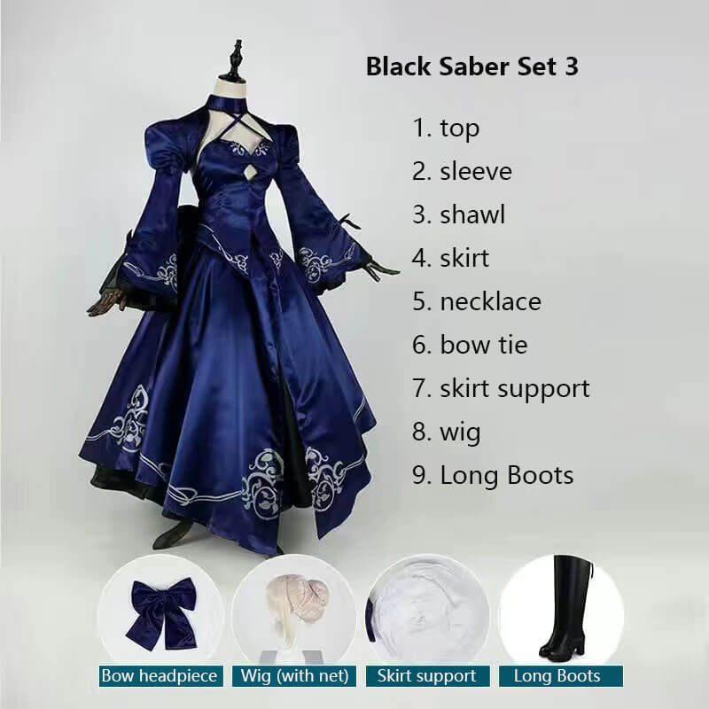 Black Saber Cosplay Costume Fate Stay Night Anime FGO Bride Gothic Lolita Dress Saber Alter Artoria Pendragon-Fate Stay Night, FGO, Saber - MoonCos